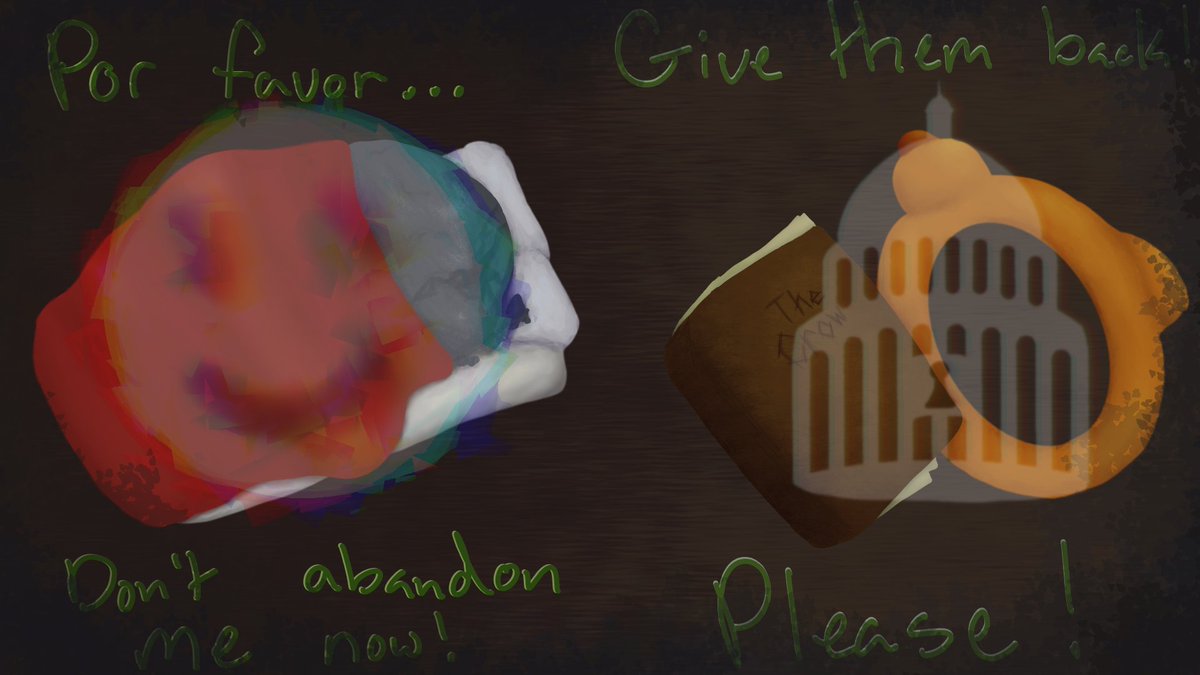 VestonLive's tweet photo. "please/por favor/s'il vous plaît" seems to be a common theme since the eggs went missing.
------------
I'm not proud of this, but I wanted to sketch out what was in my mind. If I had more will, I'd draw the many moments where this theme applies.

[Transcript in the comments! ⬇️] https://t.co/AZ3Kw89mmi