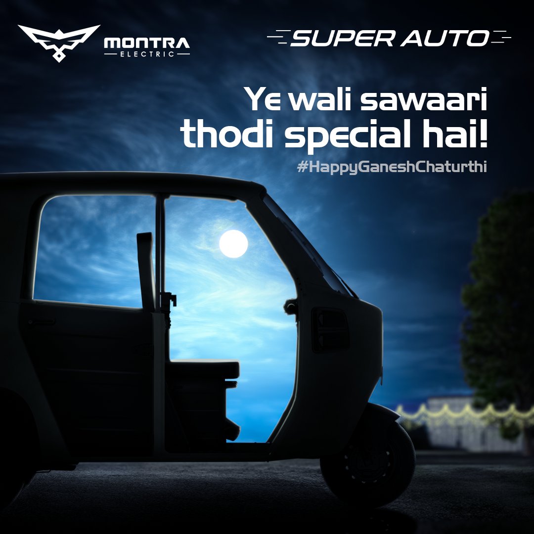 MontraElectric's tweet photo. He is around us even when we can't see him, guiding us through the difficult terrains.💚
#HappyGaneshChaturthi
#GaneshUtsav #GanpatiBappaMorya #SuperRider #SuperAuto #MontraElectric #EcoFriendly #ElectricMobility #ElectricAuto #ElectricVehicles https://t.co/aCibUGwk2g