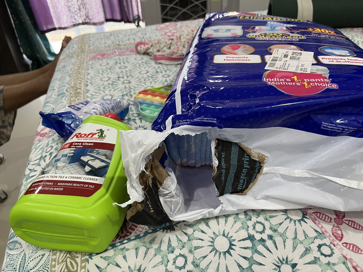 anuraj700's tweet photo. @amazonIN you should not tear the diaper bag and put additional items for delivery #angry #unethical #wrong  
This is harmful to baby.please let me know what corrective actions are being taken https://t.co/IsueFLJeBV