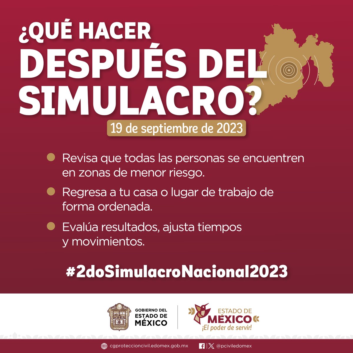 🚨IMPORTANTE: Al concluir el #2doSimulacroNacional2023, atiende las siguientes recomendaciones.👇
#ElPoderDeServir