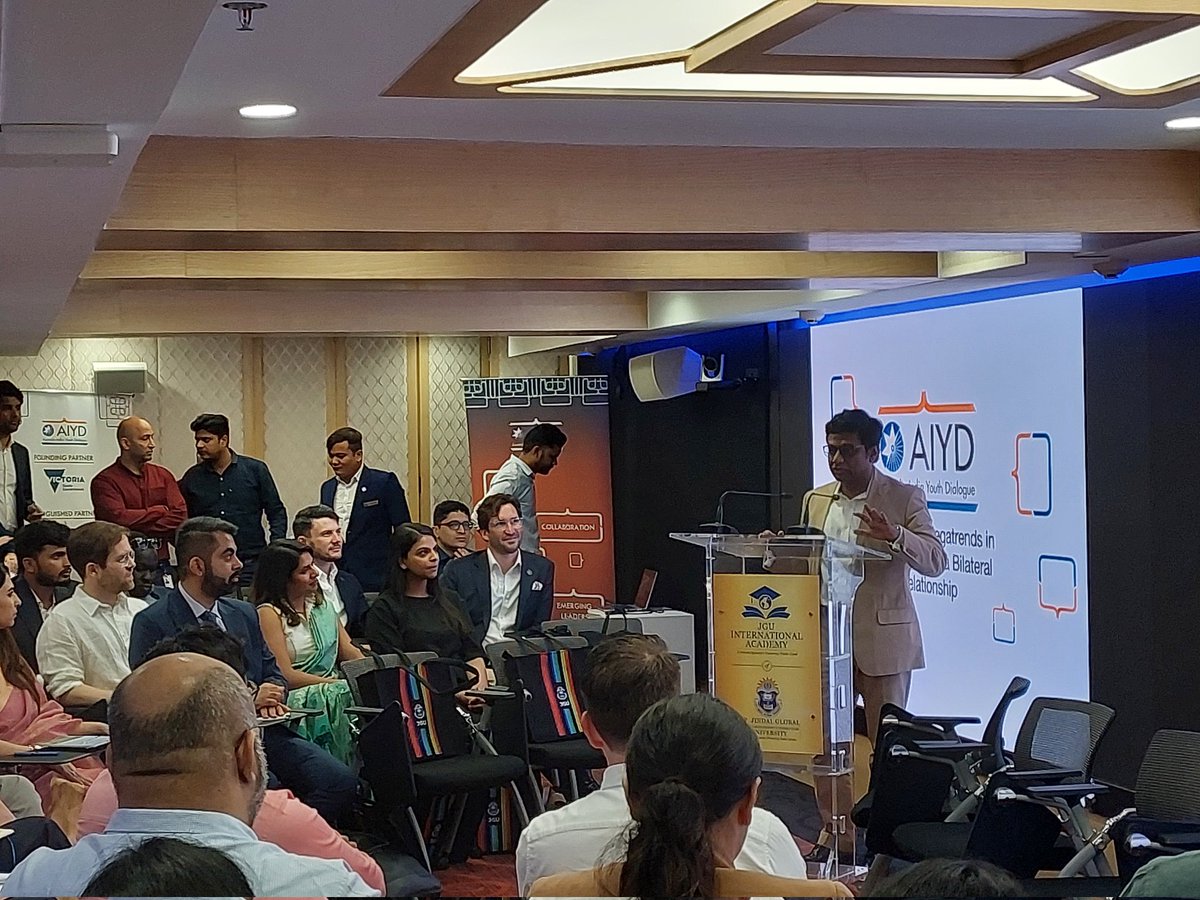 Great to hear <a href="/AmbMoKumar/">Dr Mohan Kumar</a> deliver the welcome address on Day 1 of <a href="/AIYouthDialogue/">Aus-IndYouthDialogue</a>. Prof Kumar noted that "the Australia India Youth Dialogue is an important cog in the bilateral relationship" #AIYD23