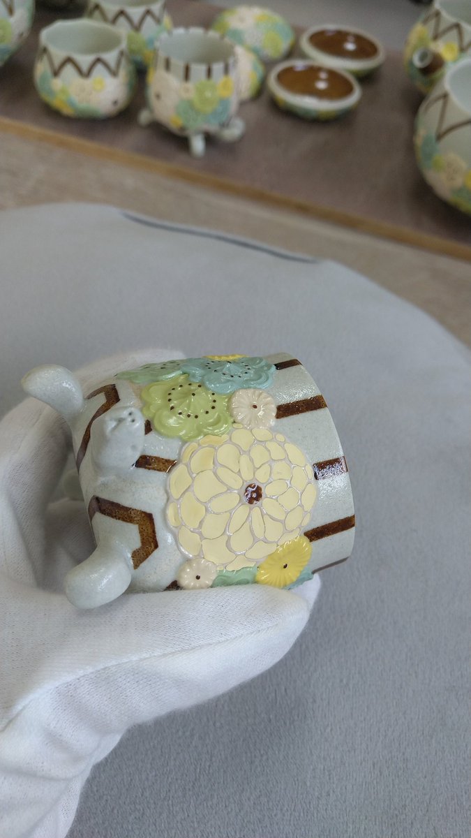 渡邉陽子陶芸クジャク器コップ皿陶器