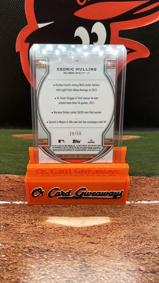 OsCardGiveAways's tweet photo. ORIOLES WIN!!! That’s Cedric Mullins!!  Like retweet and follow! I’ll select one follower during the game tomorrow to win this Cedric Mullins 29/50 card! #Birdland https://t.co/5s7jsKJdJG
