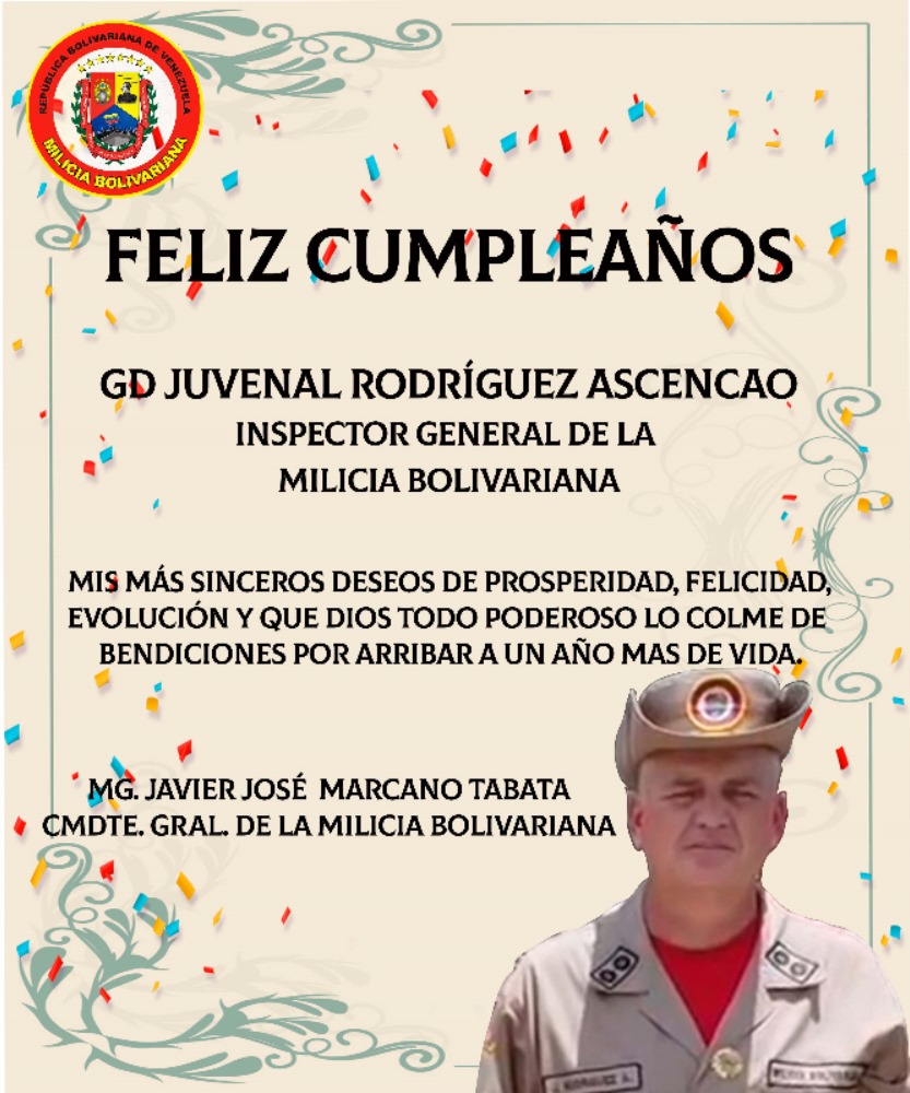 Adi113A's tweet photo. LOS MILICIANOS Y MILICIANAS DEL ADI 113 ARAWACO  Y SU CMDTE @CmdteRuzArawaco LE DESEAMOS MUCHOS AÑOS MÁS CON SALUD, PROSPERIDAD...
¡FELIZ CUMPLEAÑOS MI GD MILICIANO!
@Milicia_B1 
#MiliciaBolivariana https://t.co/dBpFHf63ZN