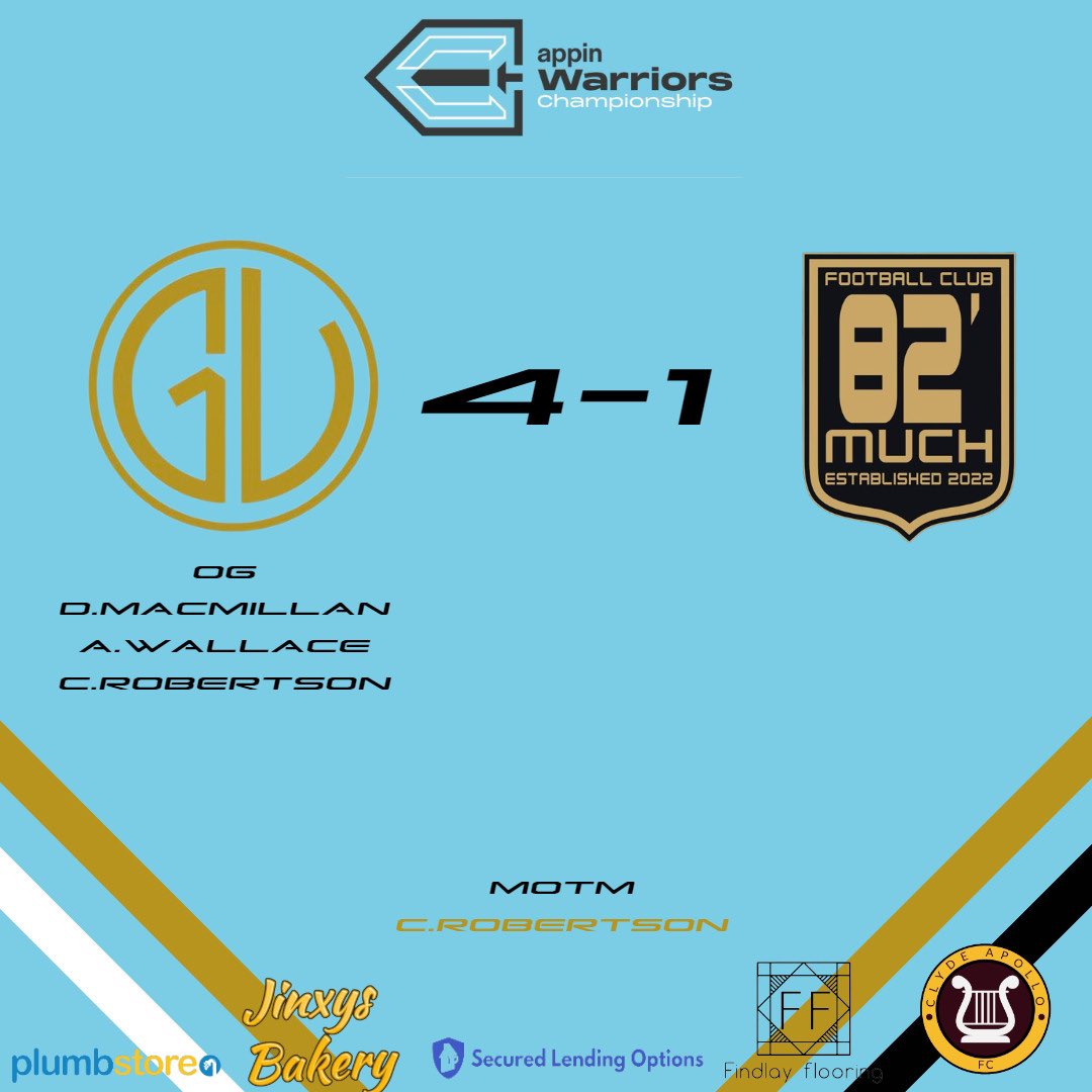 GlashireUnited's tweet image. A Friendly victory against our local friends at FC 82 Much but more importantly more game time in the legs for both teams and another well contested game right till the end!

Until next time lads!

Goal scorers:

OG ⚽️
A.Wallace ⚽️
D.MacMillan ⚽️
C.Robertson⚽️👑