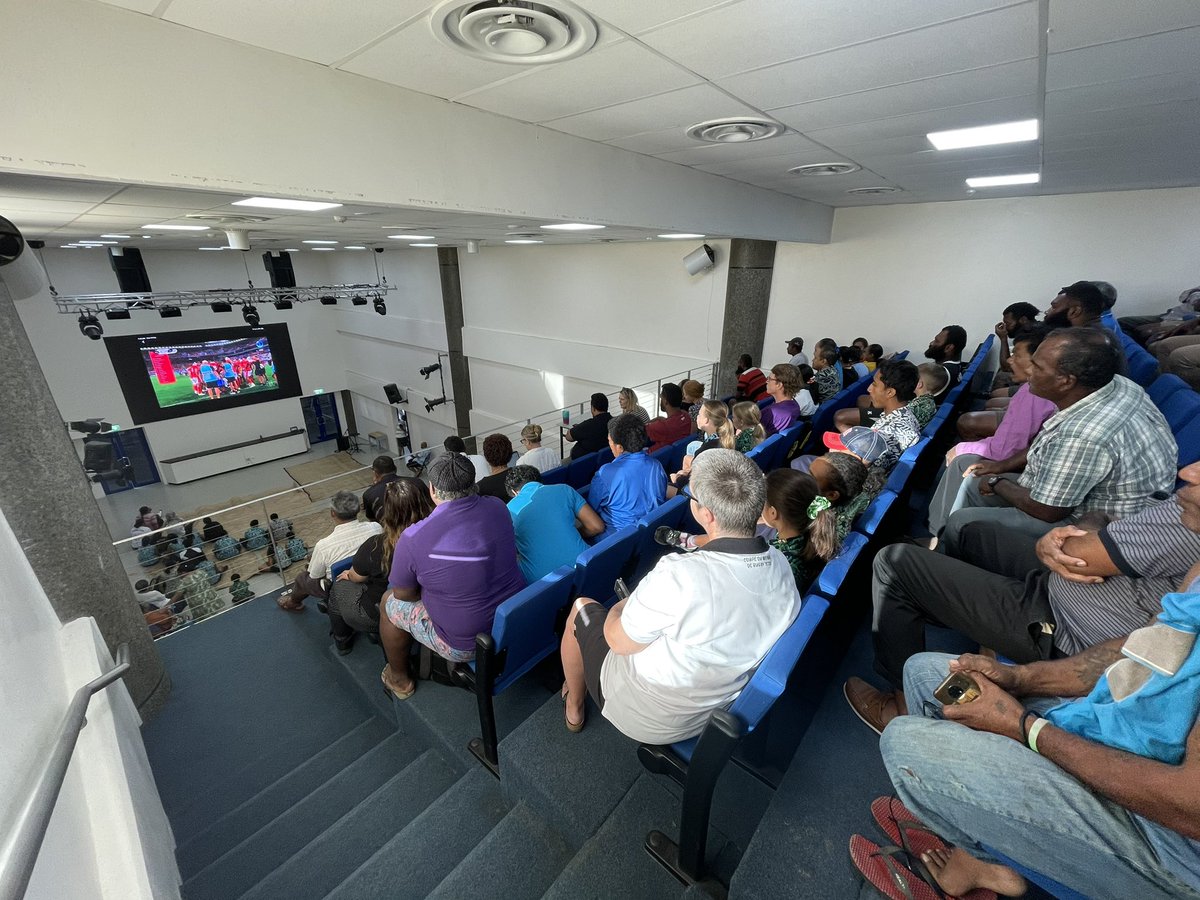 DanseyRenee's tweet photo. When #Fiji plays in the #worldcup we pause school and come together to cheer Fiji on! #issfj https://t.co/jXorOC2RpM