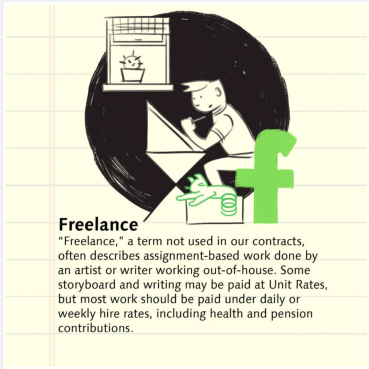 TAGwriters's tweet image. Pro tip! In The Animation Guild contract "freelance" is refered to as "unit rates." #FreelanceNotFreeWork
