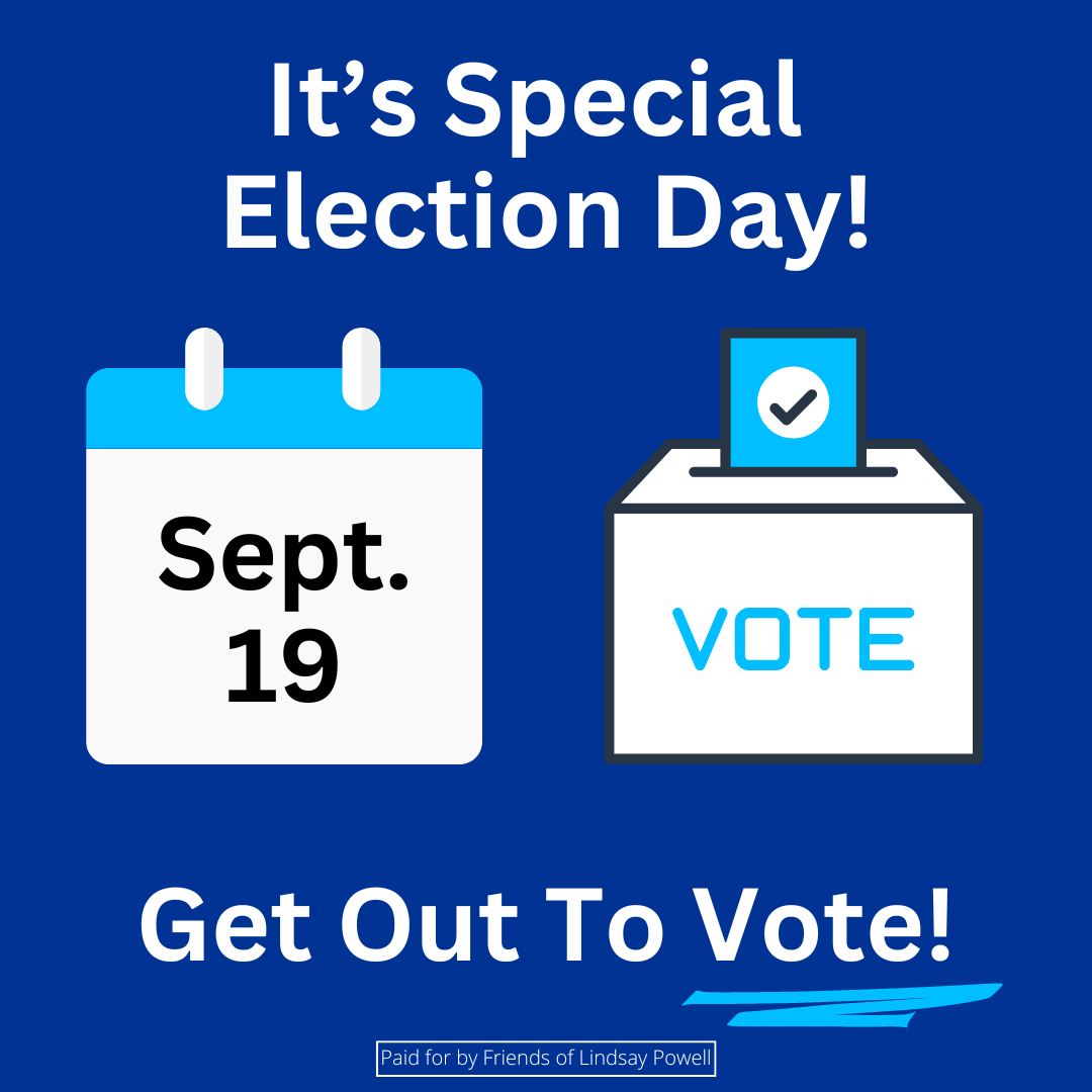 Today is special election day! Polls are open until 8:00 PM. Get out and #vote!
