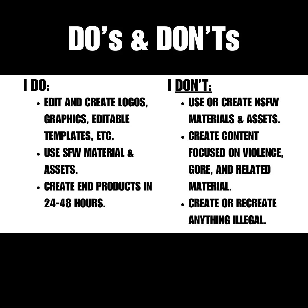 HisMajesty_FGC's tweet image. Rules about my design process.

Interested? Let's work!

Link in bio for more detail.

Stay Stylish!

#StyledByMaj 
#CustomLogos
#CustomDesigns
#CustomGraphics
#Etsy
#EtsySeller
#DigitalFlyers 
#DigitalArt
#Trending 
#Viral
#FYP
#FYPage
#Artist 
#ContentCreators
#Commissions