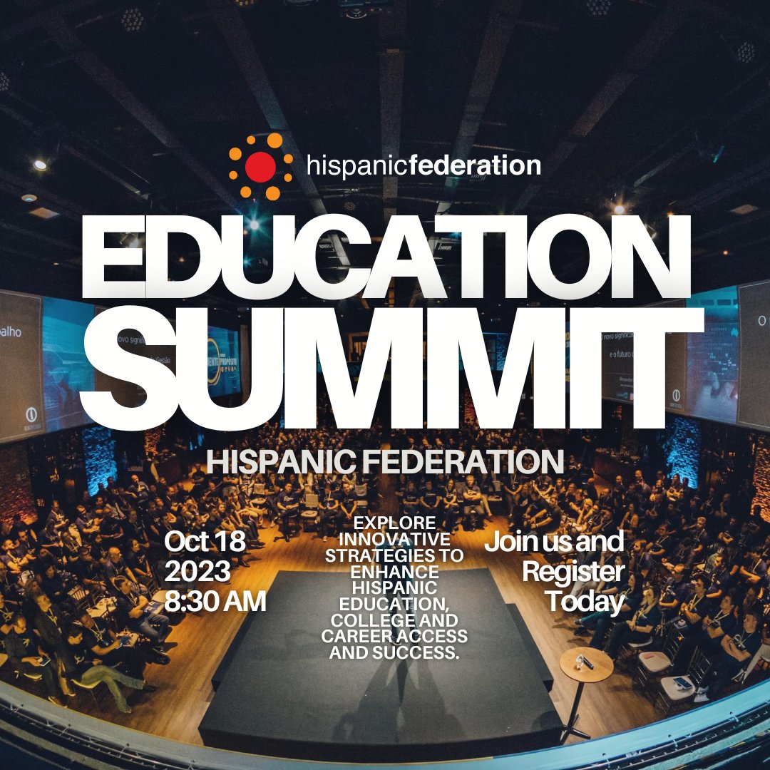 HispanicFed's tweet photo. ONE MONTH AWAY: HF Education Summit is back on October 18, 2023. 🎉 This is your chance to be part of a transformative event that impacts the future of Latino education.
Secure your spot – register today! 📷 …https://t.co/ZKuEOCN3jr #HispanicEd https://t.co/iRz4CMwiEF