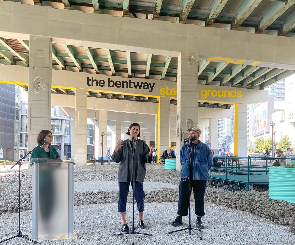 Alex Bozikovic (@alexbozikovic) on Twitter photo Pleased to see the opening today of Staging Grounds <a href="/thebentway/">The Bentway</a>, “experimental gardens” fed by the runoff from the expressway above. Led by Agency-Agency and SHEEEP. Pic: Tei Carpenter and Reza Nik speak with The Bentway’s Ilana Altman. Pleased to see the opening today of Staging Grounds <a href="/thebentway/">The Bentway</a>, “experimental gardens” fed by the runoff from the expressway above. Led by Agency-Agency and SHEEEP. Pic: Tei Carpenter and Reza Nik speak with The Bentway’s Ilana Altman.