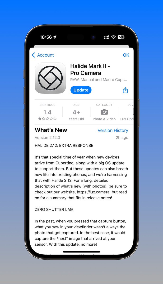hrosse7's tweet photo. تحديث جديد لتطبيق @halidecamera V1.12، يأتي بثلاث ميزات جديدة متوافقة فقط مع نظام #iOS17 الجديد.

📸 Zero Shutter Lag: التقاط الصور حتى قبل الضغط على زر الغالق

☄️ التقاط سريع الاستجابة: تحسين إعدادات الالتقاط عند التقاط العديد من اللقطات

📺 دعم HDR: التقاطات أكثر سطوعا وصور https://t.co/ZvxlOaO5OW