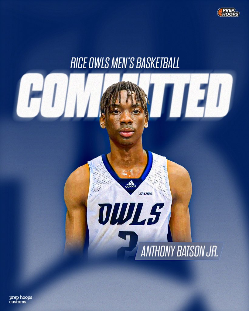 2024 SG Anthony Batson Jr (<a href="/antbojr/">Anthony Batson, Jr.</a>) out of Arizona has 𝗖𝗢𝗠𝗠𝗜𝗧𝗧𝗘𝗗 to Rice University.

Custom Graphics: prephoops.com/custom-graphics
