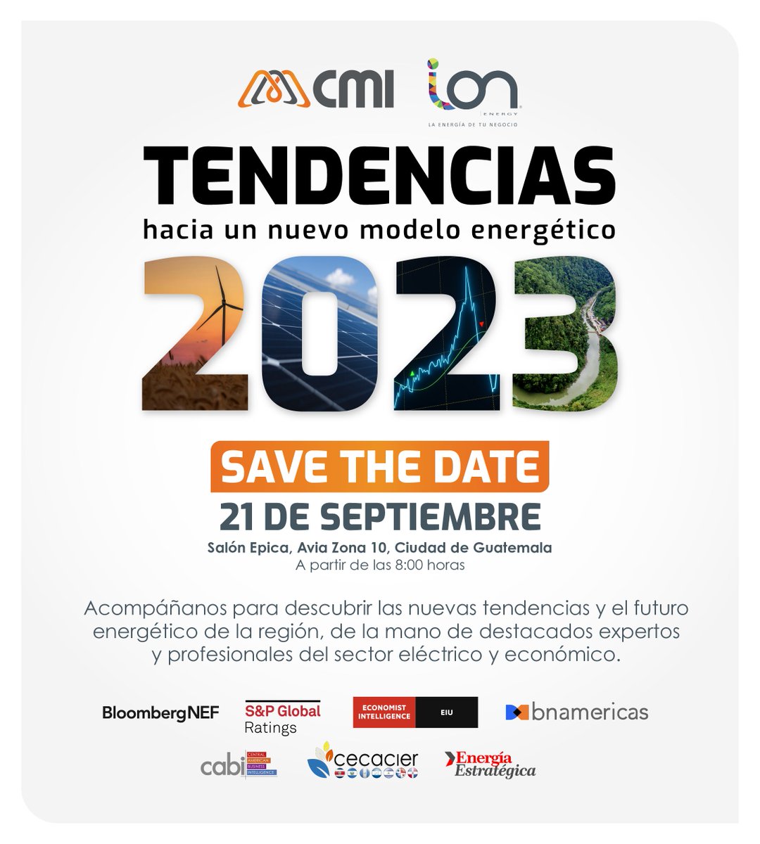 CMICorporacion's tweet photo. 🇬🇹 |#IONEnergy, comercializadora de energía de CMI, invita a participar en el evento “Tendencias hacia un nuevo modelo energético” con la participación de líderes del sector eléctrico.
📅 Jueves, 21 de septiembre
📍Ciudad de Guatemala
⏰ A partir de las 8:00 a.m.
🎟️ Acceso al evento exclusivamente con invitación
📩 Para más información escribe a: ionenergy@somoscmi.com
#SomosCMI #IONEnergiaSostenible #IONFuturoEnergetico #IONTendenciasEnergia