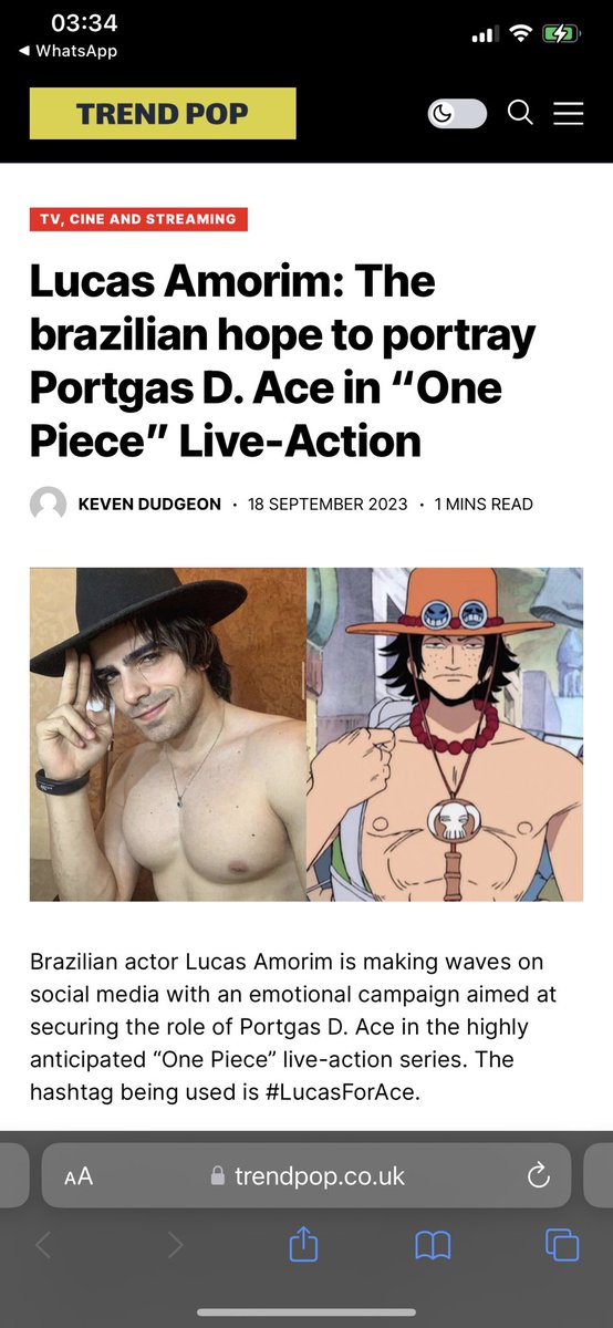 TheLucasAmorim's tweet photo. ESTAMOS NA BRIGA FAMÍLIA OP 🇧🇷

#LucasForAce 🔥

 @netflix
@NetflixBrasil @OnePieceNxBr 
#OnePiece ° #StrawHatPirates
#MonkeyDLuffy #OnePieceFan
#OnePieceWorld #EichiroOda
#OnePieceLiveAction e
#PortgasDAce 
#ActorLife
#AnimeFan
#EichiroOda https://t.co/cJ1mumOWir