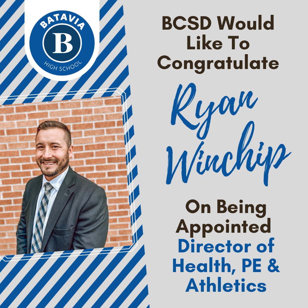 BataviaCSD's tweet image. We're excited to welcome our newest Blue Devil, Ryan Winchip, who was named Director of Health, Physical Education &amp;amp; Athletics at tonight's Board of Education meeting.

Welcome to BCSD, Ryan!