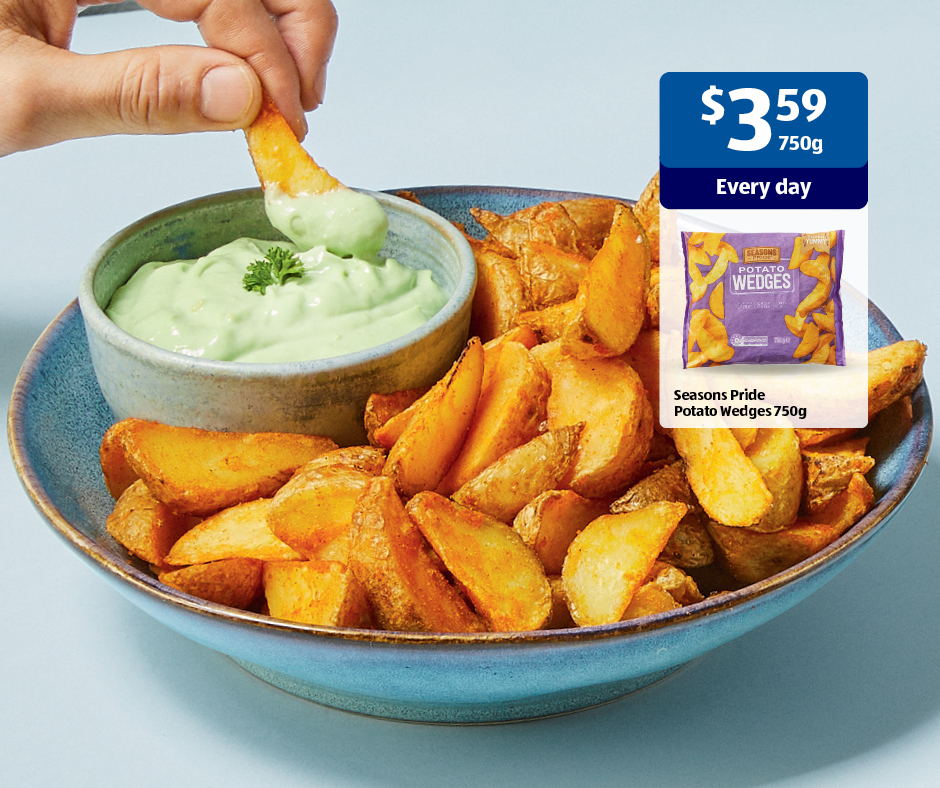 🥔 Crispy, golden, and oh-so-delicious! Our Seasons Pride Potato Wedges 750g are here to satisfy your snack cravings, now in store for a Limited Time Only. To see what else is in store for a Limited Time Only, visit: to.aldi.in/3HTIbzn