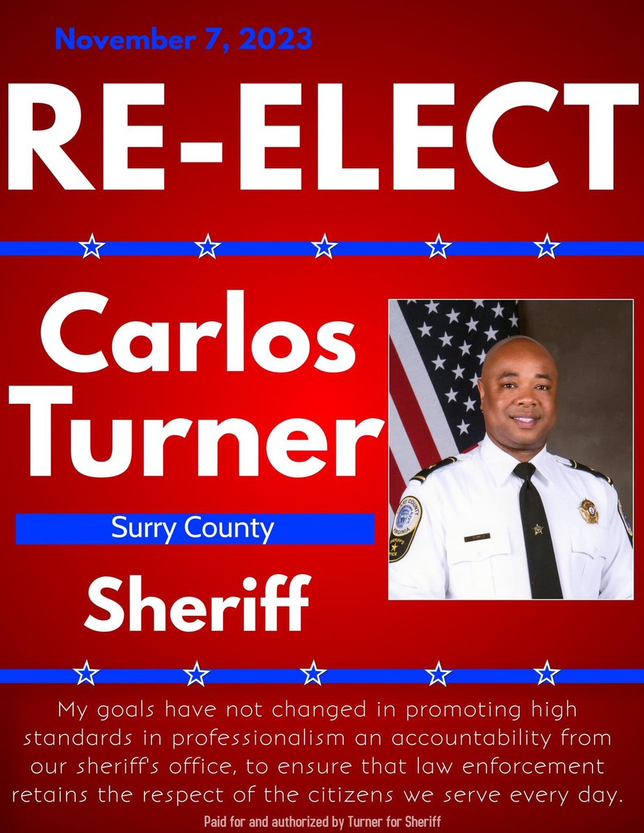 SheriffTurner's tweet photo. My heart has been and always will be for Surry County! I have the experience to continue leading our Sheriff's Office foward.  Surry this November 7th, please cast your vote to Re-Elect Sheriff Carlos Turner! https://t.co/Pdyv79hcsO
