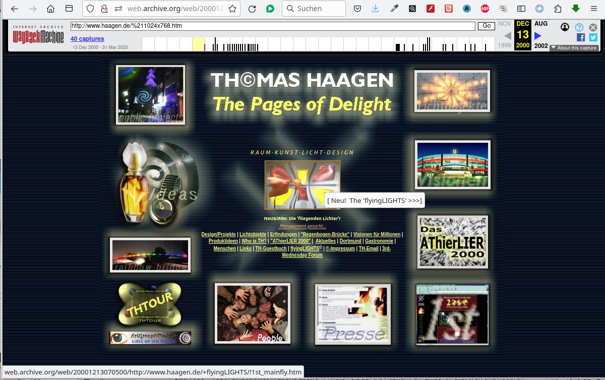 lightsbytes's tweet photo. Original #2000th archived #ThomasHaagen Homepage via #WayBackMachine 23 years ago https://t.co/sWVrwbPdJe https://t.co/8qAjh7S7ou
