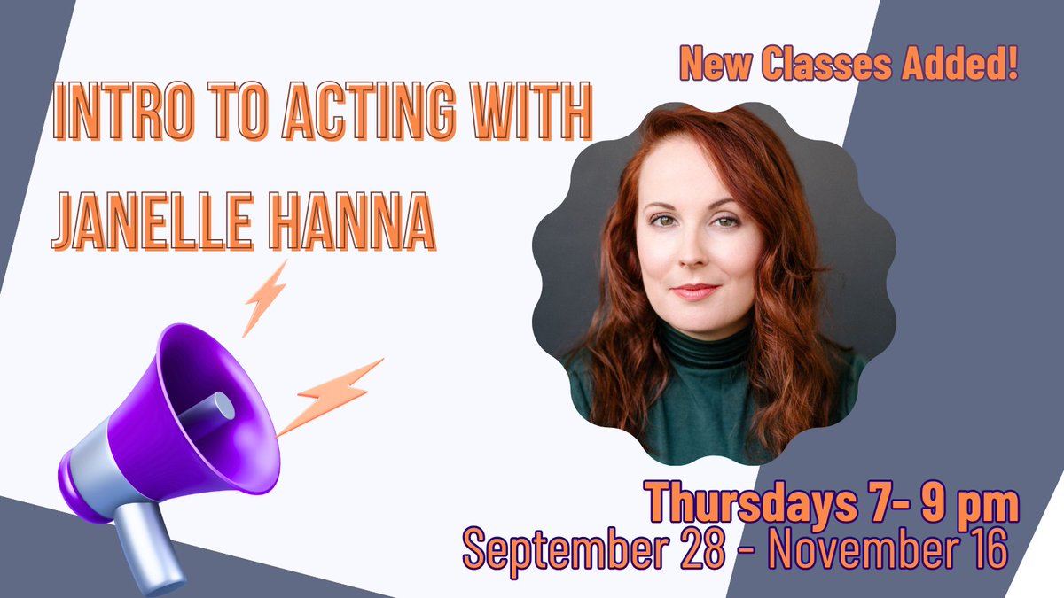 HHTheatre's tweet image. DUE TO POPULAR DEMAND! 📣
Monday night's class is at capacity, so we added another option!
INTRODUCTION TO ACTING with  @janellemhanna 
Thursdays at 7 pm starting September 28.
This class is already halfway at capacity.
Don't delay, register today!
harthouse.ca/classes/acting…