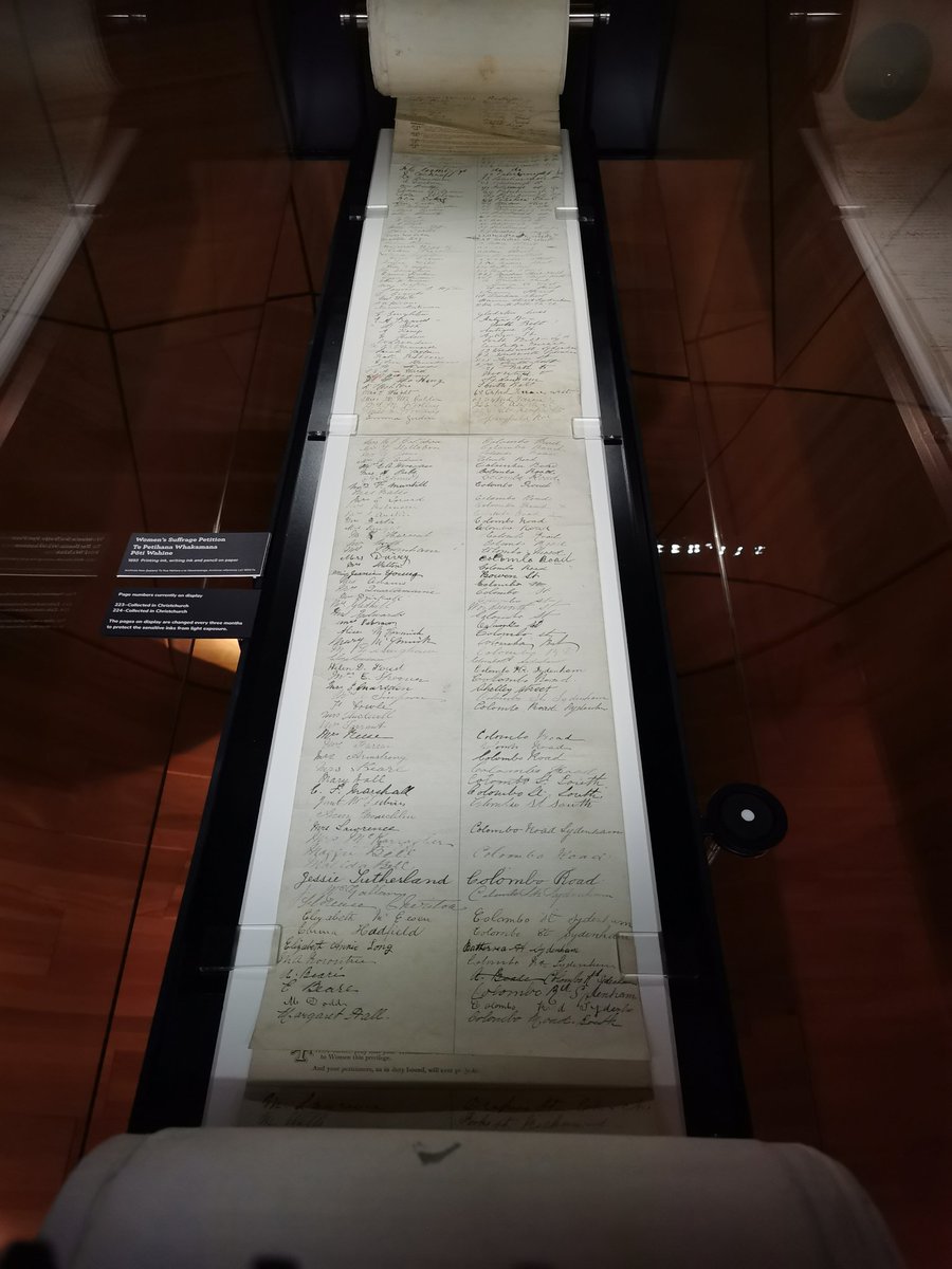 On this day 130 years ago women in New Zealand won the right to vote you can visit the Suffrage Petition <a href="/NLNZ/">National Library of New Zealand</a> <a href="/ArchivesNZ/">Archives New Zealand</a> sheets 223 &amp; 224 are presently in display