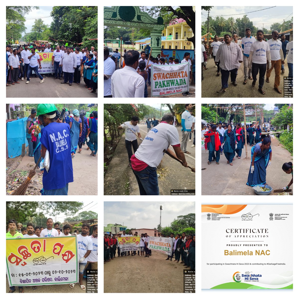 Indian Swachhata League (ISL) 2.0 succesfully organized by NAC Balimela on dated. 17.09.2023