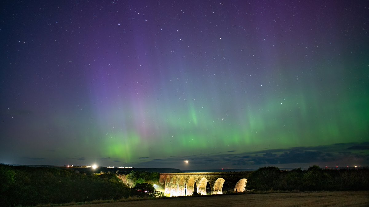 Nice large rays of the Northern Lights above the Cullen Viaduct , Moray Scotland Sept 18th 2023.

<a href="/TamithaSkov/">Dr. Tamitha Skov</a>  <a href="/BBCWthrWatchers/">BBC Weather Watchers</a>  <a href="/itvweather/">ITV Weather</a>  <a href="/stvweatherwatch/">STVWeatherwatch</a> <a href="/MailOnline/">Mail Online</a>