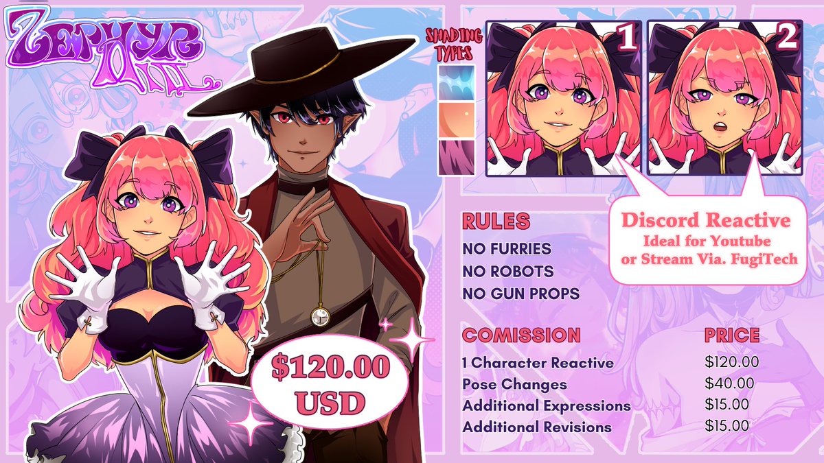 Zephyrs_stream's tweet photo. ✨!!HERE THEY ARE!!✨
Commissions are open to 3 People who apply. The commissions are for reactives only at this time! Fill out the Form in the tweet below to reserve a spot!
#reactives #fugitech #discordreactives #commissionsopen #CommissionSheet #characterart #digitalart https://t.co/b5hMRhvX5z