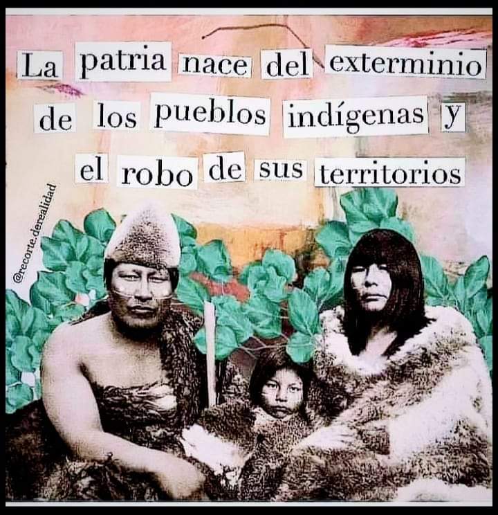 WallmapuResiste's tweet photo. La "patria" es un #inventoPatronal, concepto utilizado para #justificar el #genocidio, el #asesinato, la #tortura, la #violación, la #mutilación, el #robo, el #despojo y el #saqueo llevado a cabo en contra de las #PrimerasNaciones de este pais .  🇨🇱 = 💩 https://t.co/Y8Cvz8Rrv7