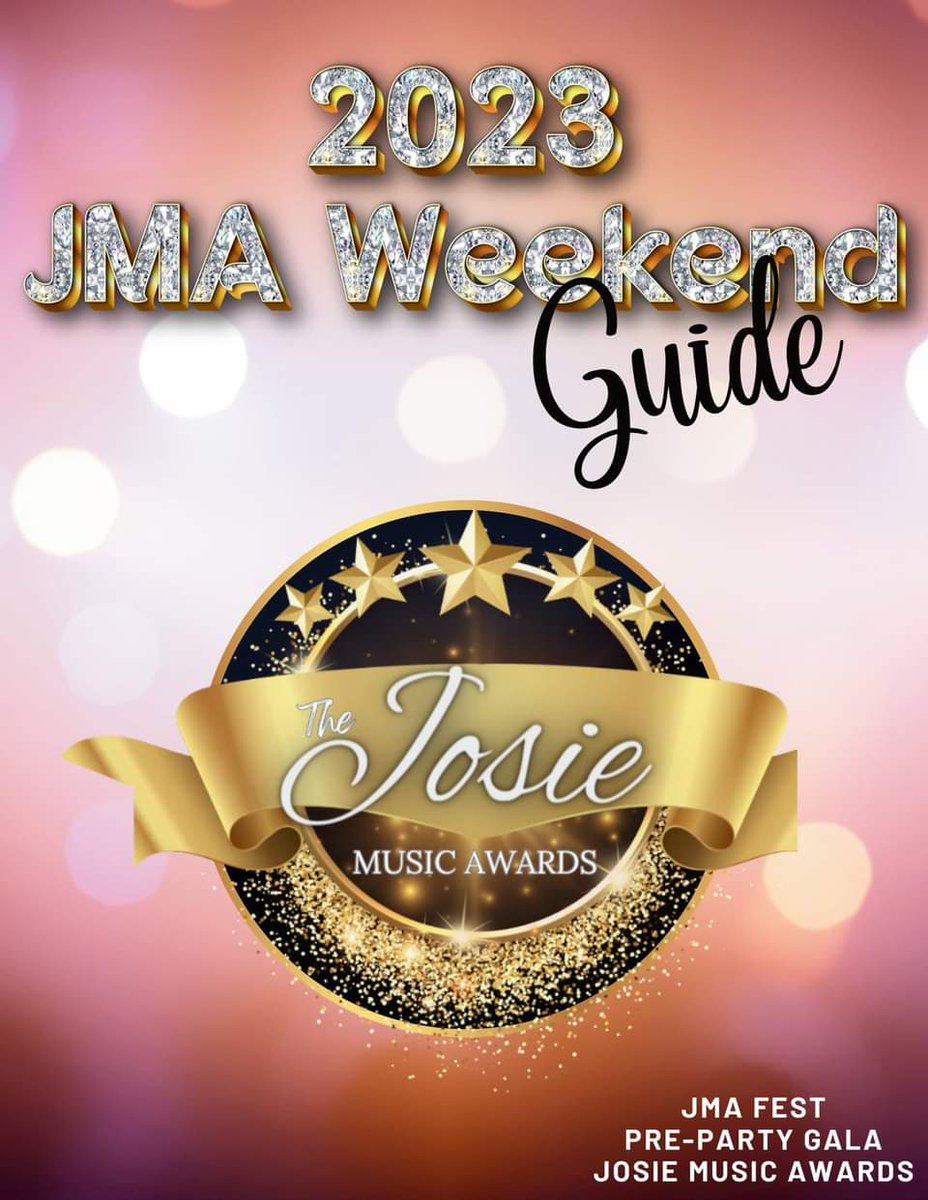 2023 JMA WEEKEND GUIDE! This guide will make it easier for our attendees to navigate through the JMA Weekend of events (JMA Fest, Pre-Party Gala, and Josie Music Awards). Click here: online.flippingbook.com/link/540059/