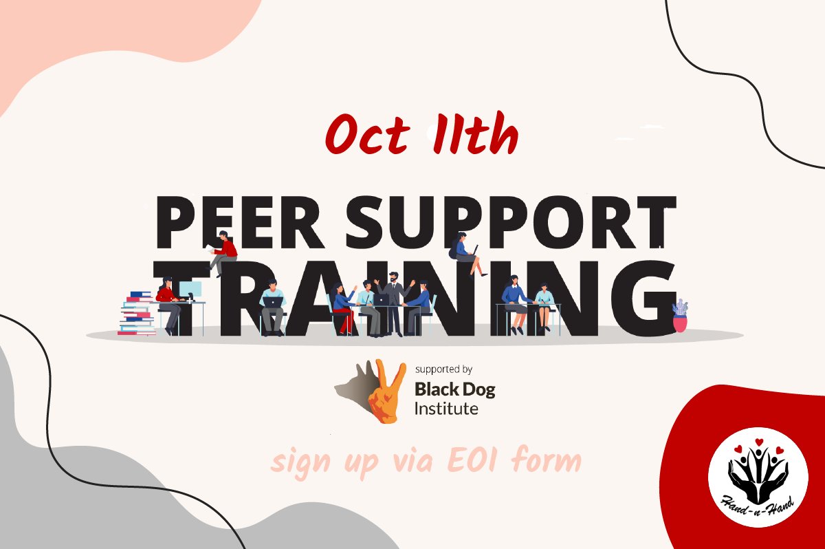 ✨October Peer Support Training✨
Our next peer support training session will be on Oct 11th, at 6:30pm AEDT. Please sign up to secure your spot!
📌Where: Online via Zoom
📌 Register: bit.ly/peersupporttra…