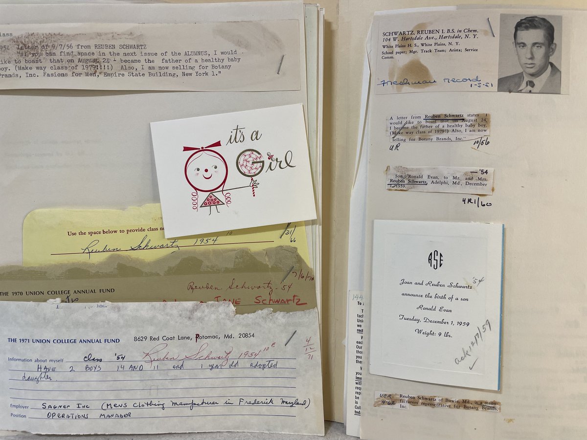 SchafferLibrary's tweet image. A look behind the scenes: This summer we transferred alumni files for the years 1930-1959 from College Relations to Special Collections &amp;amp; Archives. The files contain a wealth of information on Union College alumni and are some of our most requested items. archives.union.edu/repositories/3….