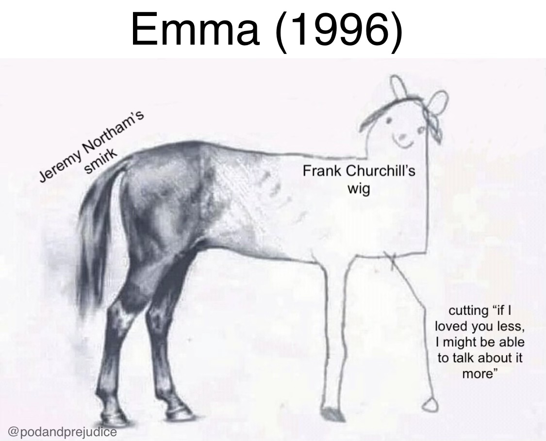 On today's episode, we're finishing Emma (1996) with Jillian and Yolanda from <a href="/thepemberley/">Pemberley Podcast</a>! And boy oh boy, do we have feelings about the end of this movie. Listen at podandprejudice.com wherever you get your podcasts!