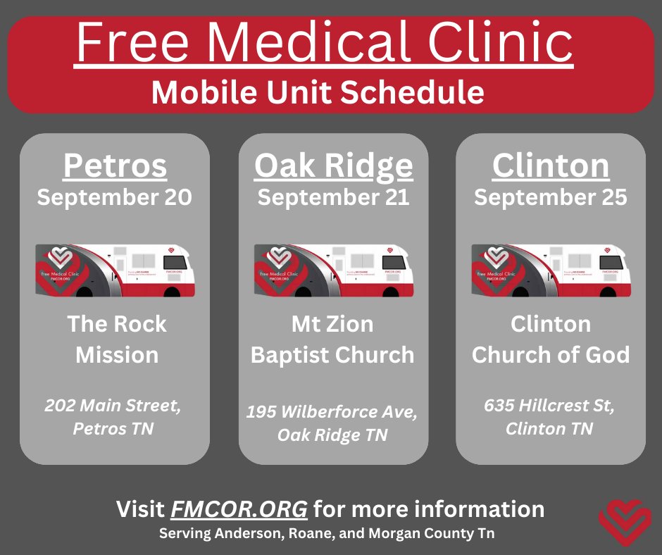 Check out our upcoming mobile clinic dates!