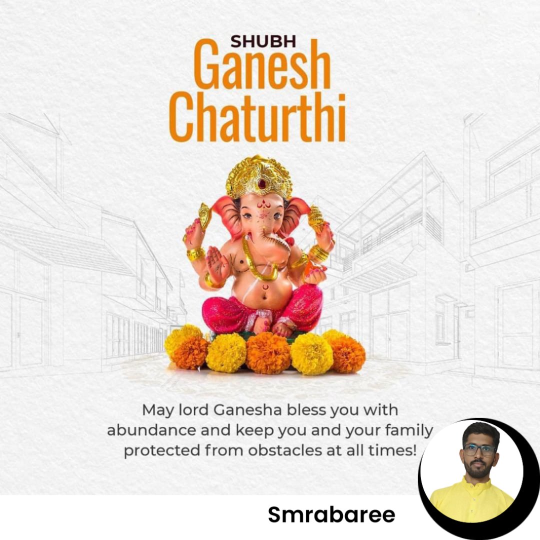 SMRabaree's tweet photo. वक्रतुण्ड महाकाय सूर्यकोटि समप्रभ।
निर्विघ्नं कुरु मे देव सर्वकार्येषु सर्वदा॥

आप सभी को श्री #गणेश_चतुर्थी के पावन पर्व की हार्दिक शुभकामनाएं। विघ्नहर्ता भगवान श्री गणेश आपके जीवन की बाधाओं को दूर करें और आपको सुख एवं समृद्धि का आशीर्वाद दें।

गणेश चतुर्थीच्या हार्दिक शुभेच्छा! https://t.co/zXGyBL8jem