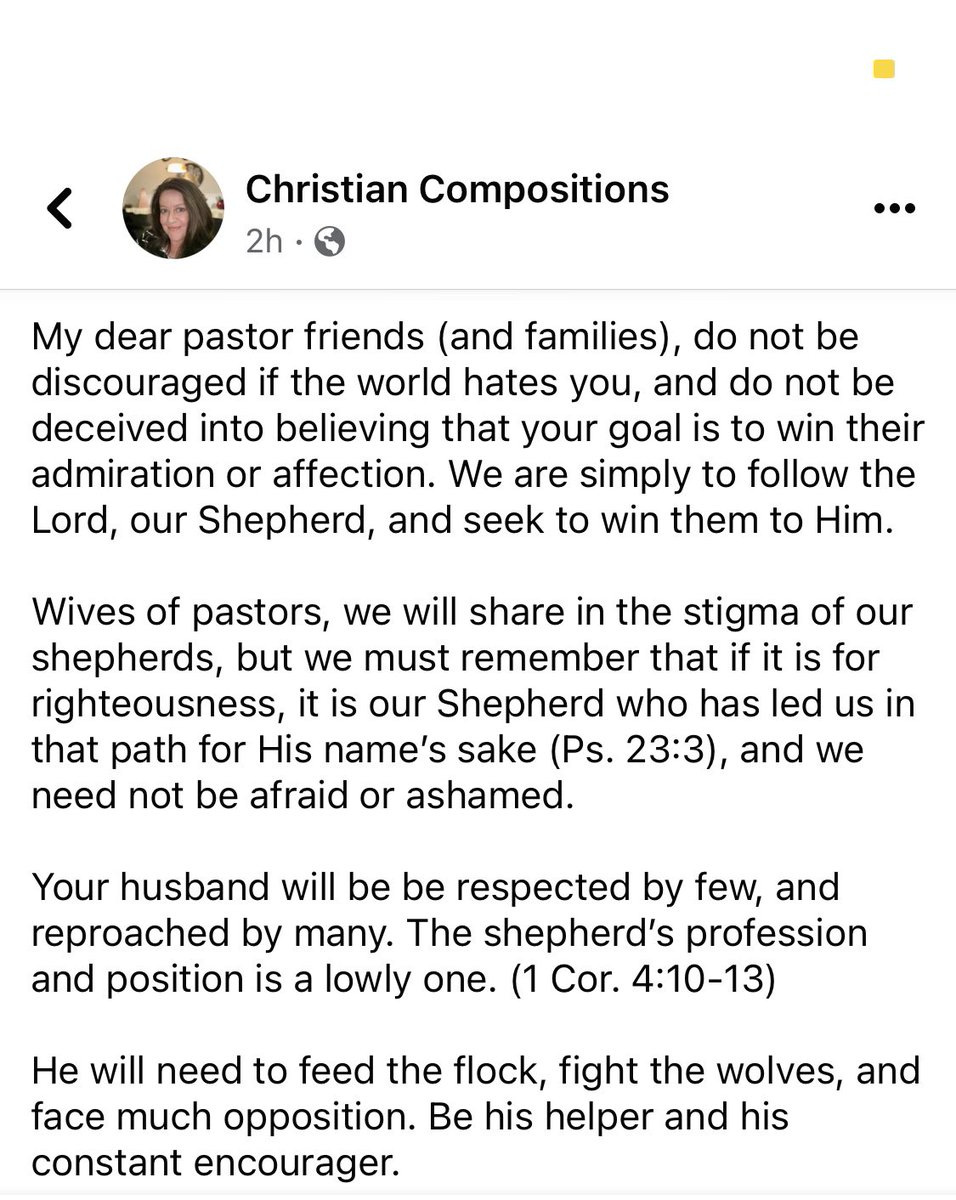 Any suffering or scorn we may endure now will seem as nothing when we see Him one day.

“And when the chief Shepherd shall appear, ye shall receive a crown of glory that fadeth not away.” (1 Pet. 5:4)

#pastors
#pastorswives
#shepherd