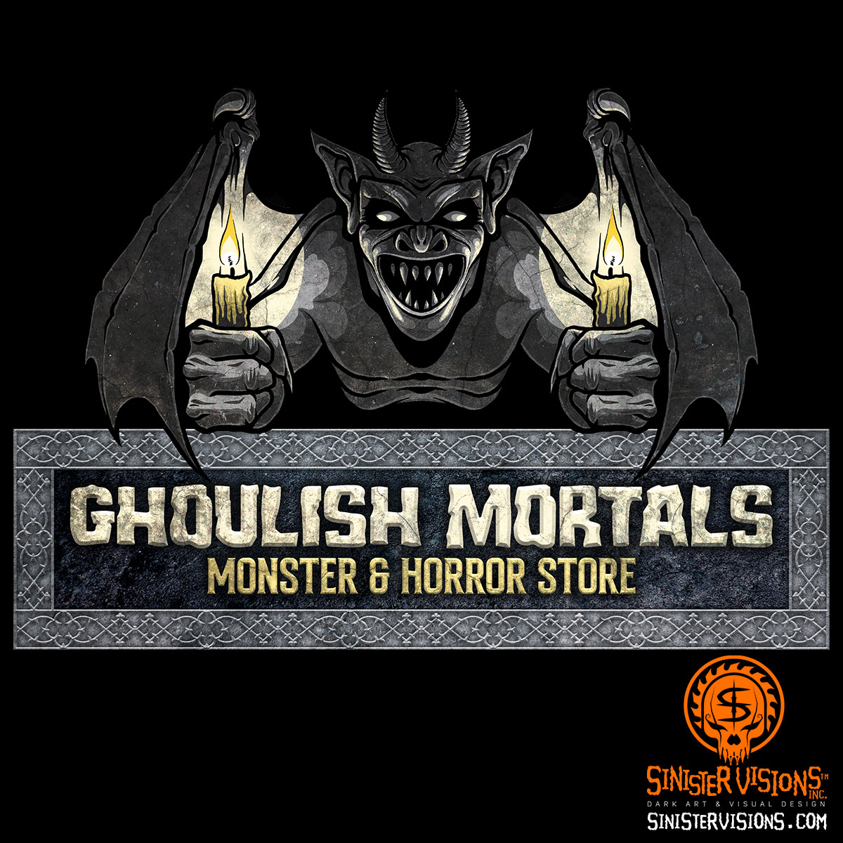 SinisterVisions's tweet photo. Logo design for Chicago's Ghoulish Mortals Monster &amp; Horror Store
.
#SinisterVisions #ChadSavageArt https://t.co/M4XuPmbQEa