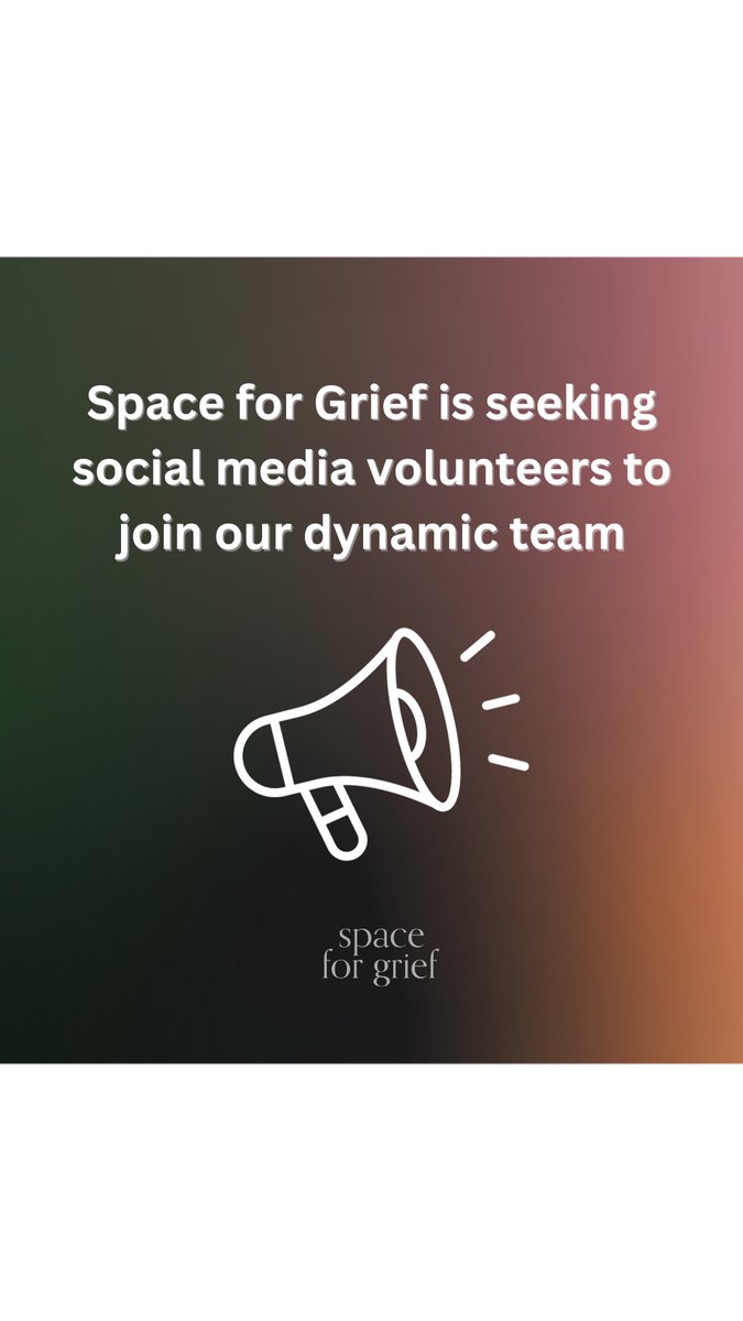 Call for social media volunteers! Join the Space for Grief team 👀 Details here: docs.google.com/document/d/1d7…

#VolunteerToronto #Marketing #SocialMedia #VolunteerOpportunities 
#SpaceForGrief