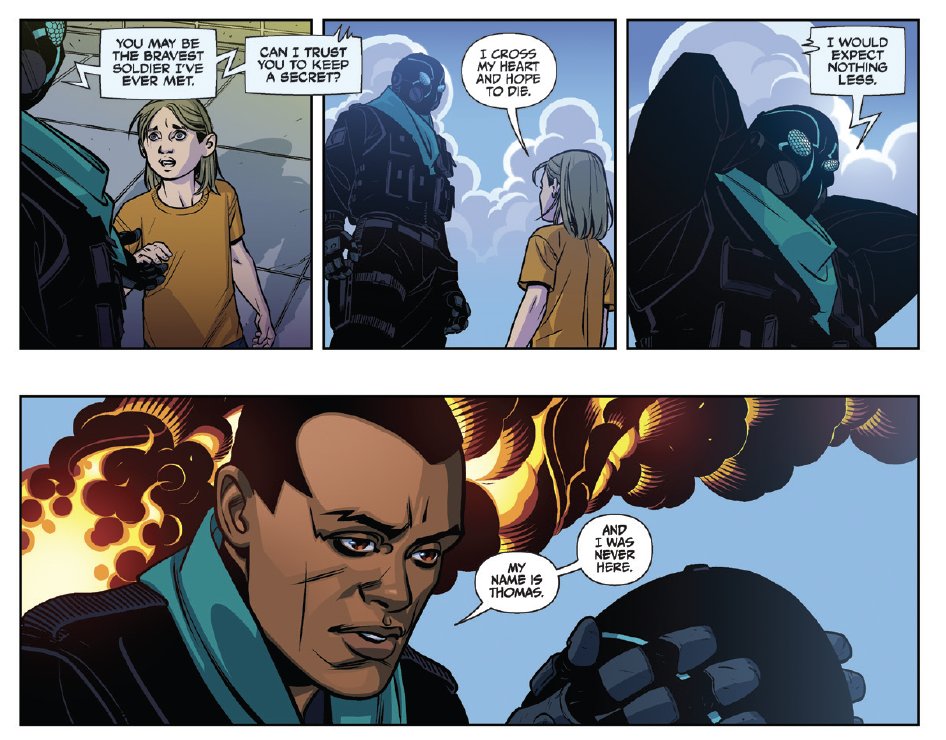 12GaugeComics's tweet photo. Panels we love: @Stelfreeze & @Doug_Wagner, Michelle Poust & @eDukeDW showing a moment of empathy in the fires of chaos for #ThomasRiver💥 https://t.co/Linin6bf4O