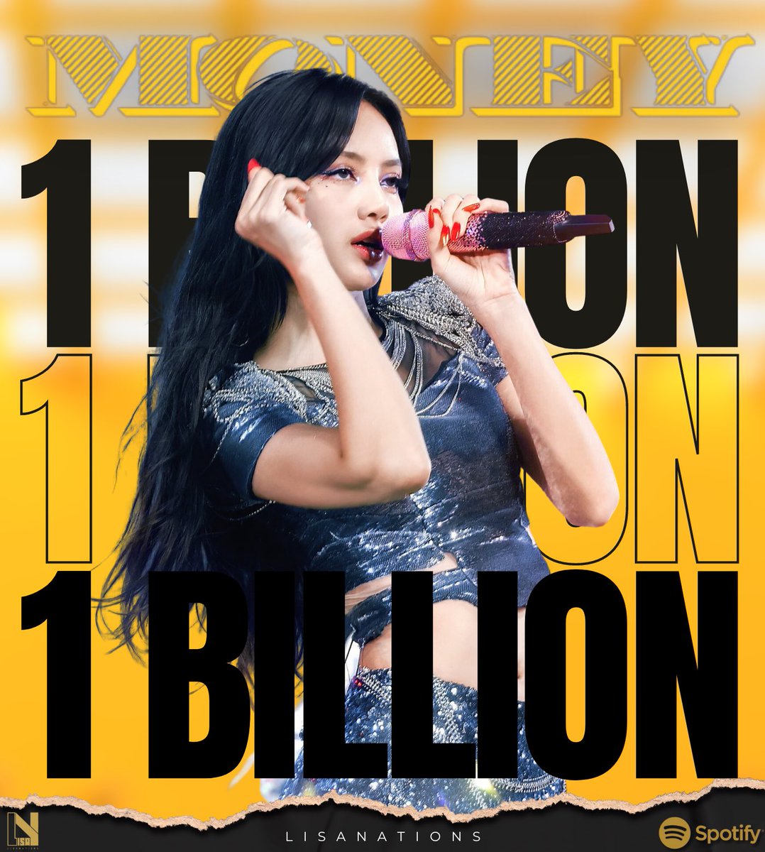 #MONEY by #LISA has now surpassed 1 BILLION streams on Spotify making Lisa the first K-pop soloist act and first K-pop Female to do so in history!

Congratulations Lisa! 🍾

LALISA 1ST KPOP SOLOIST
LISA 1ST KPOP FEMALE ACT
#MoneySpotifyBillionClub