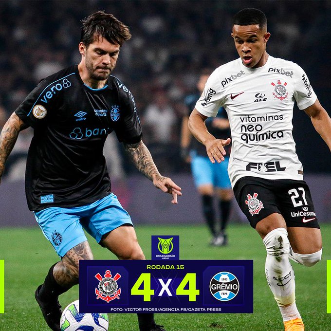 Corinthians e Grêmio empatam em jogo com oito gols - Portal CWN