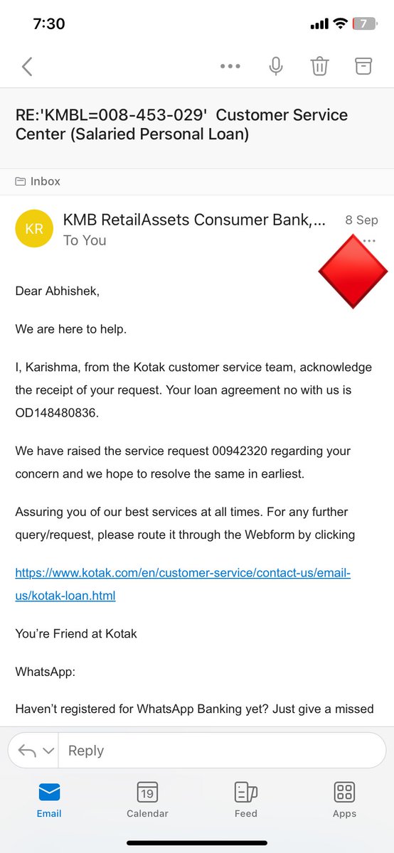 takCA004's tweet image. My patience is wearing thin. I've diligently followed up for my OD account closure NOC, and all I get is the promise of resolution sample email enclosed. Expected better service. It's time for a concrete solution, not more delays. #CustomerService #AccountClosure #ActionNeeded