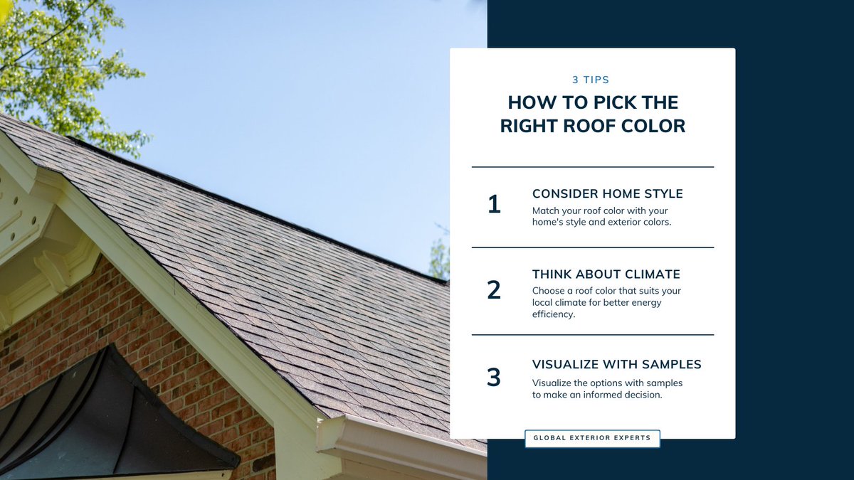 Your roof color matters! Get it right with these tips. 🏠✅

#HomeOwnerTips #RoofColor #RoofingTips #RemodelingTips #GlobalExteriorExperts #CurbAppeal #HomeDesign #Chicagoland