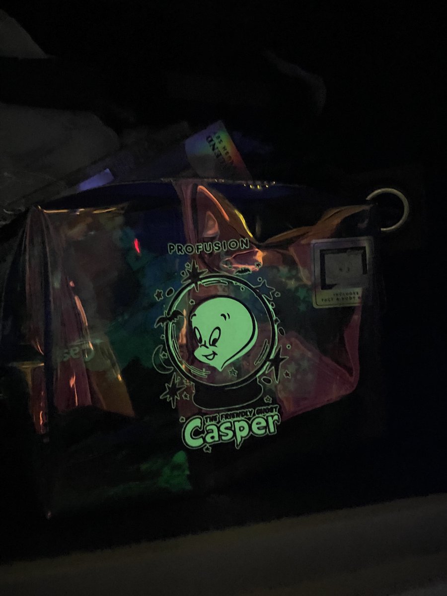 ShrimpGirly's tweet photo. Walmart run was so successful. Spooky nuggets and I found the Casper makeup collaboration. SOOO CUTE and the bag glows in the dark!! #profusioncosmetics #casper https://t.co/D8ammUBBw3