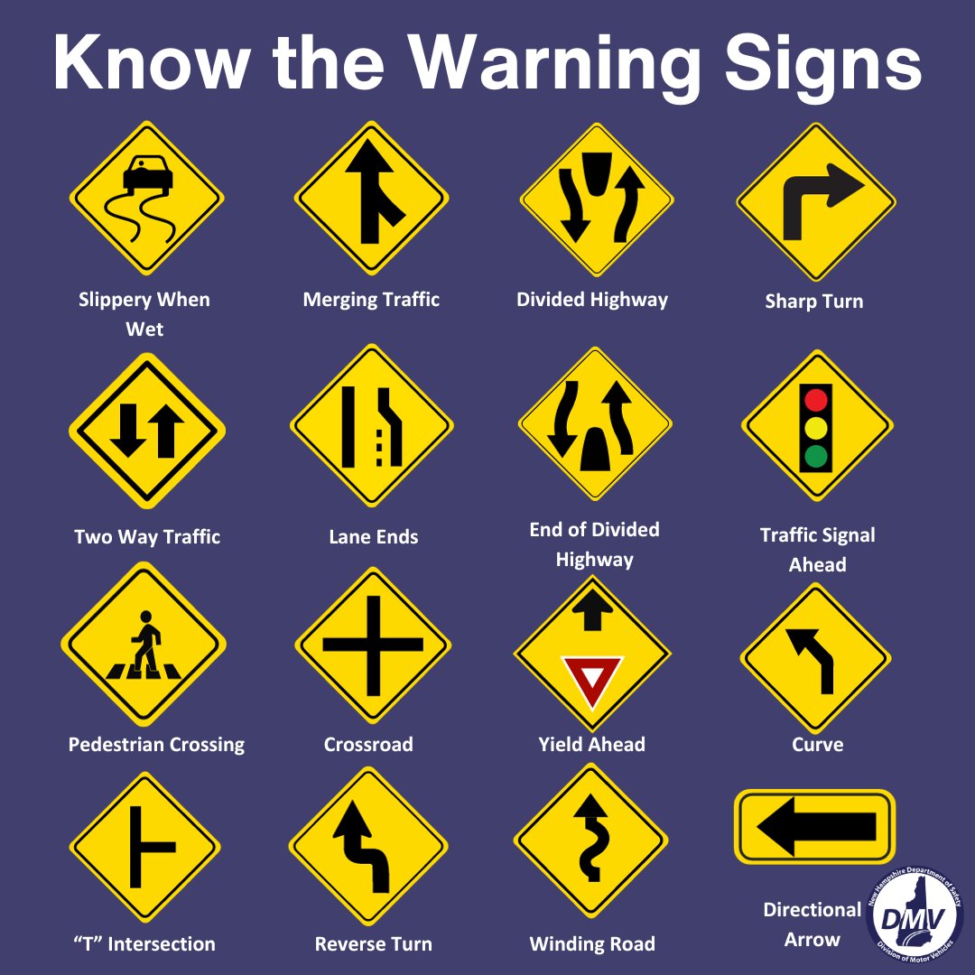 NH_DMV's tweet photo. Stay Alert, Stay Safe: Know Your Road Signs!
#NHDMV #NHSafe https://t.co/CPyiHOEplq