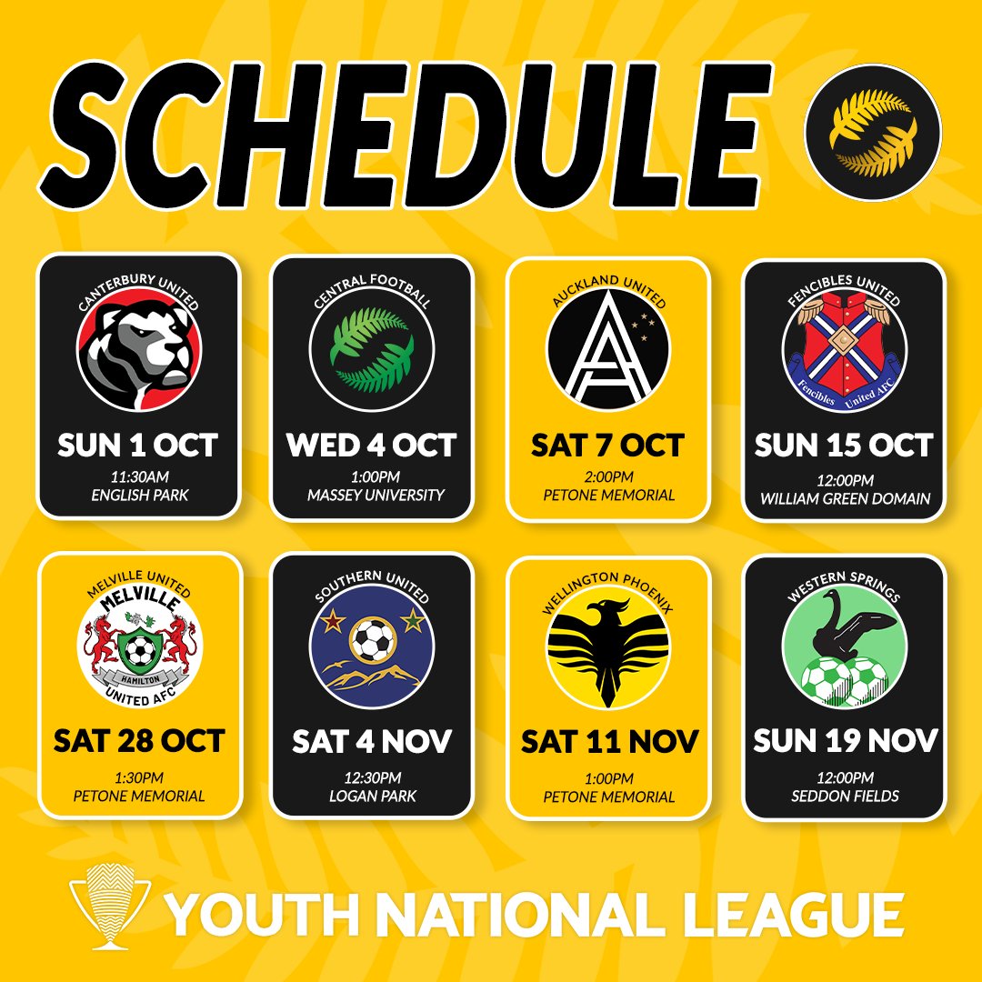 Capital Football U18 Girls Youth National League | Schedule 🟡⚫️

Our schedule is locked in! Find out where to watch our U18 Girls in action during the National Youth League.

🟡 Home Game
⚫️ Away Game

Full 2023 league fixtures available here ➡️ capitalfootball.org.nz/girls-youth-na…