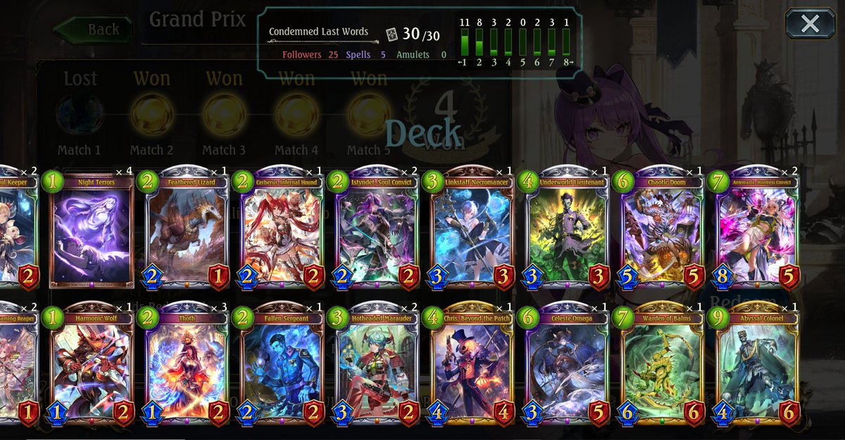 jesh__35's tweet photo. 4-1 Heroes of Rivenbrandt Take 2 Tactics GP
Stage 1
Shadow (Condemmed Last Words)

Game 1-3 Shadow
Game 4- Haven
Game 5- Blood

10 LW --> Thoth --> win 
lowkey chris isnt that good just take thoth https://t.co/3tMVVJZ5ni