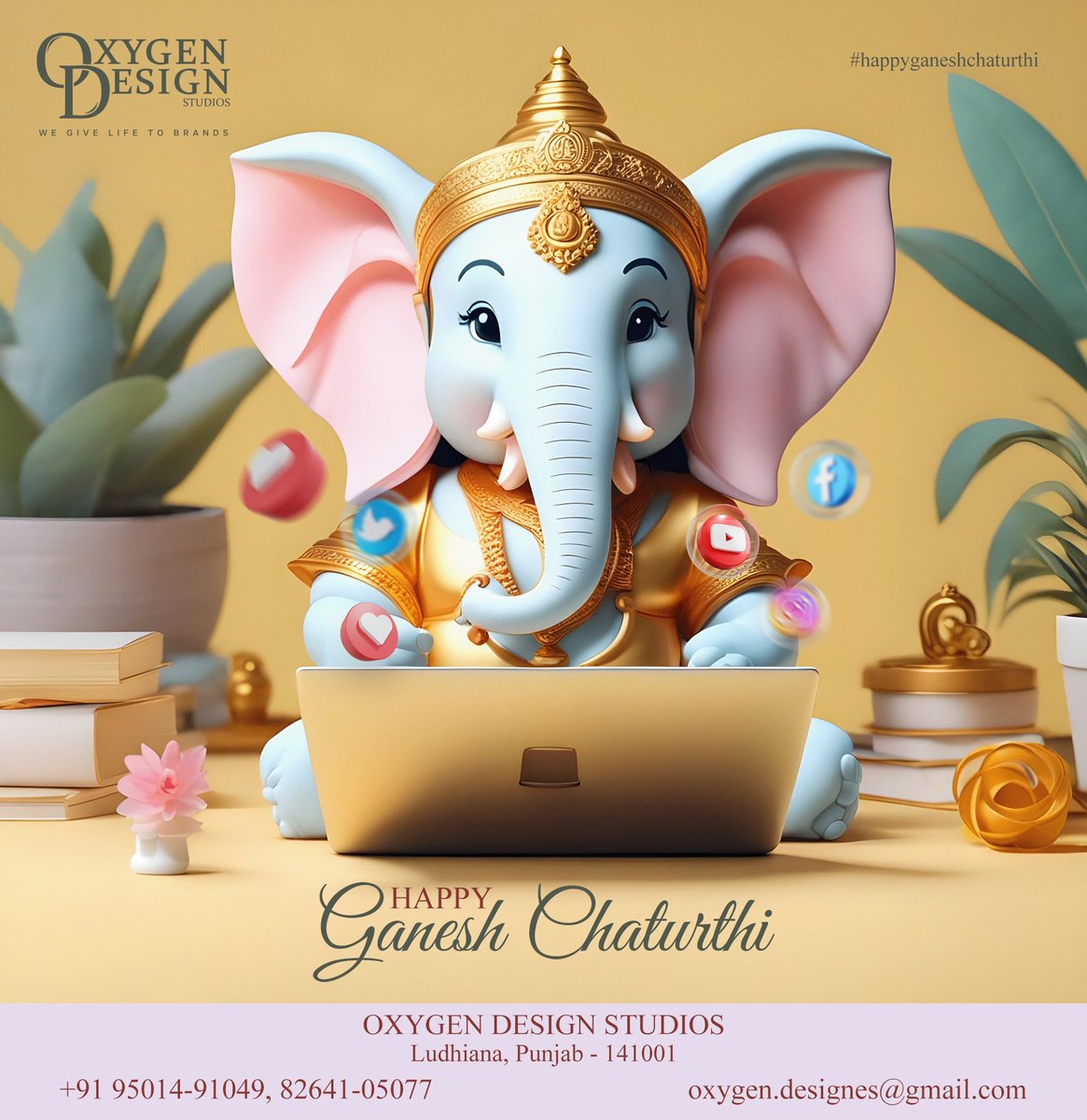designes_oxygen's tweet photo. As we celebrate Ganesh Chaturthi, let's embrace Lord Ganesha's wisdom to remove obstacles on our creative marketing path. May our strategies be as innovative as the elephant-headed deity himself, paving the way for success and prosperity.
#GaneshChaturthi2023 https://t.co/koUxqApc2u