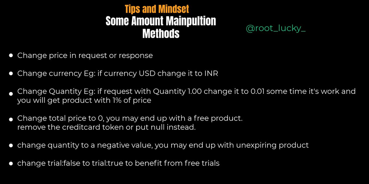 root_lucky_'s tweet photo. #tipsandmindset
Some Amount Mainpultion Method
#infosecurity #infosec #BugBounty #bugbountytips #Pentesting #CyberSecurity #networking https://t.co/65N4YszCFz