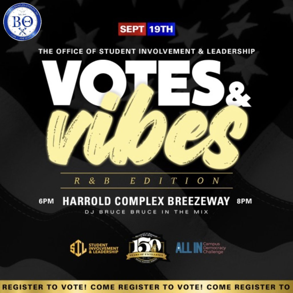 Are you registered to vote? 🗳️ 

If not, make sure to come out tomorrow from 6-8 pm in the Harold Complex Breezeway for Votes & Vibes.

“It is the most powerful nonviolent tool we have in a democracy”
-Hon. Bro. John Lewis
•
•
•
#pbssocialaction #uapb24 #uapb25 #uapb26 #uapb27